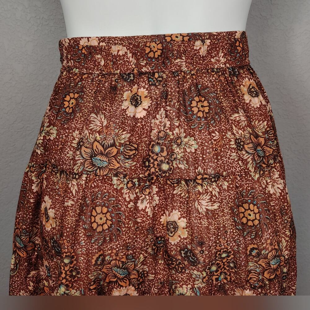 Ulla Johnson Midi Skirt Verity Tiered Floral Print Cotton Rosebud Peasant Size 2 - Picture 10 of 13
